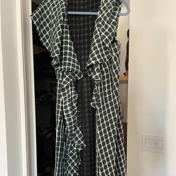 Tularosa Mila Green Plaid Ruffle Maxi Wrap Dress Size Small - Picture 5 of 8